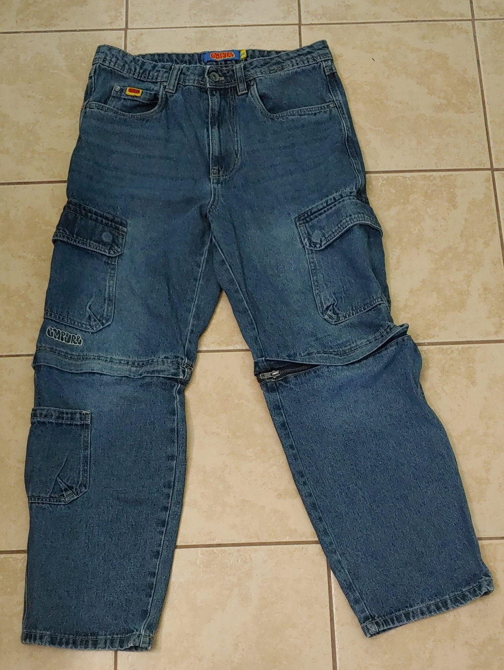 Empyre Zip Off Jeans Men's 30" Cargo Loose Fit Denim Jorts
